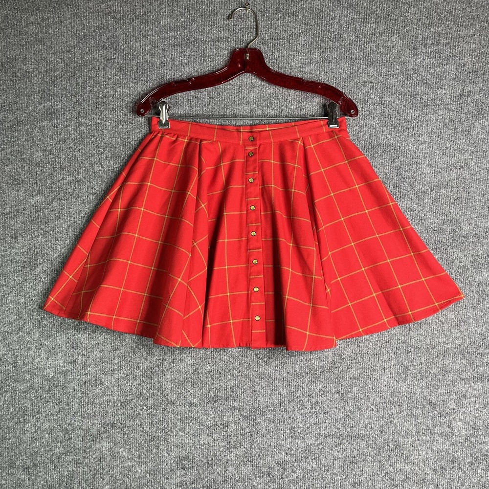 Dixxon Flannel Company Plaid Flare Skirt M‎ Pearl Snap Button Down Red New